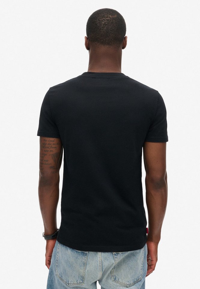 Superdry Rundhalsshirt ESSENTIAL CONTRAST EMB TEE Slim Fit, aus Baumwolle und Single Jersey, mit Print, pflegeleicht – Bild 3 von 5