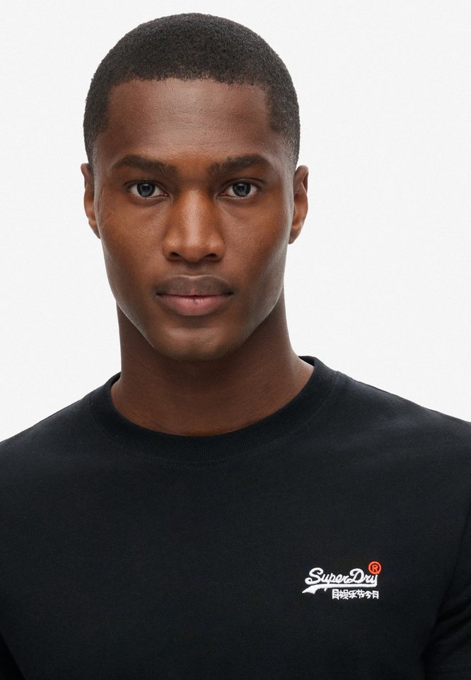 Superdry Rundhalsshirt ESSENTIAL CONTRAST EMB TEE Slim Fit, aus Baumwolle und Single Jersey, mit Print, pflegeleicht – Bild 4 von 5