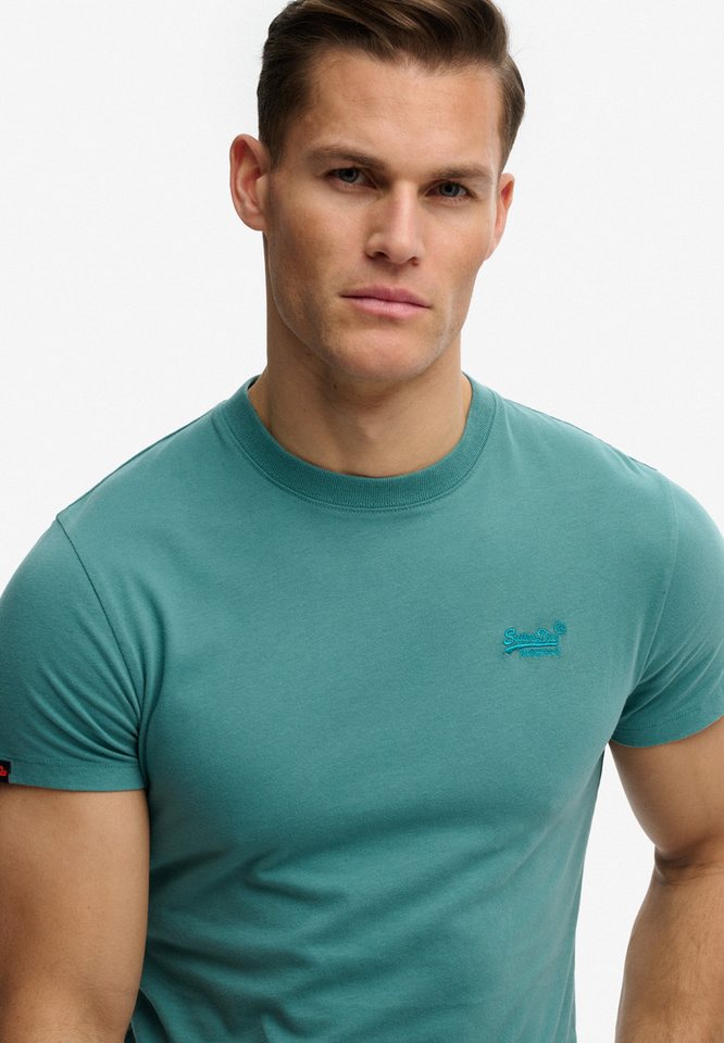 Superdry Rundhalsshirt ESSENTIAL LOGO EMB TEE aus Baumwolle und Single Jersey, Slim Fit, Kurzarm, hüftlang – Bild 4 von 5