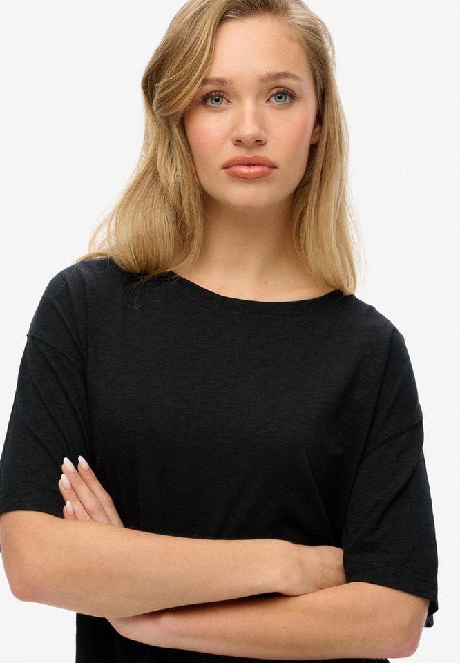 Superdry T-Shirt STUDIOS DROPPED SHOULDER TEE aus Baumwollmischung, mit Markenlabel, Oversize-Passform, Kurzarm – Bild 3 von 5