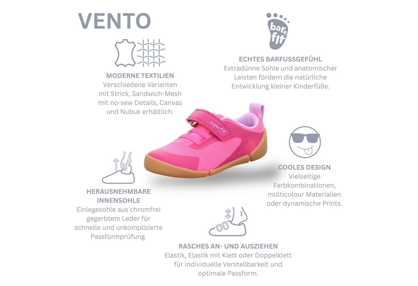 Superfit VENTO WMS: weit Barfußschuh Klettschuh, WMS: weit V, Größenschablone zum Download – Bild 3 von 5