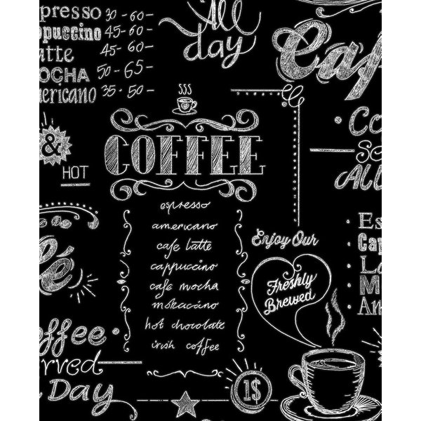 Superfresco Easy Vliestapete Coffee Shop, aufgeschäumt, mit Schrift, Coffee Shop Kaffee 1000x52cm