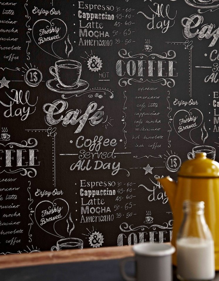 Superfresco Easy Vliestapete Coffee Shop, aufgeschäumt, mit Schrift, Coffee Shop Kaffee 1000x52cm – Bild 2 von 4