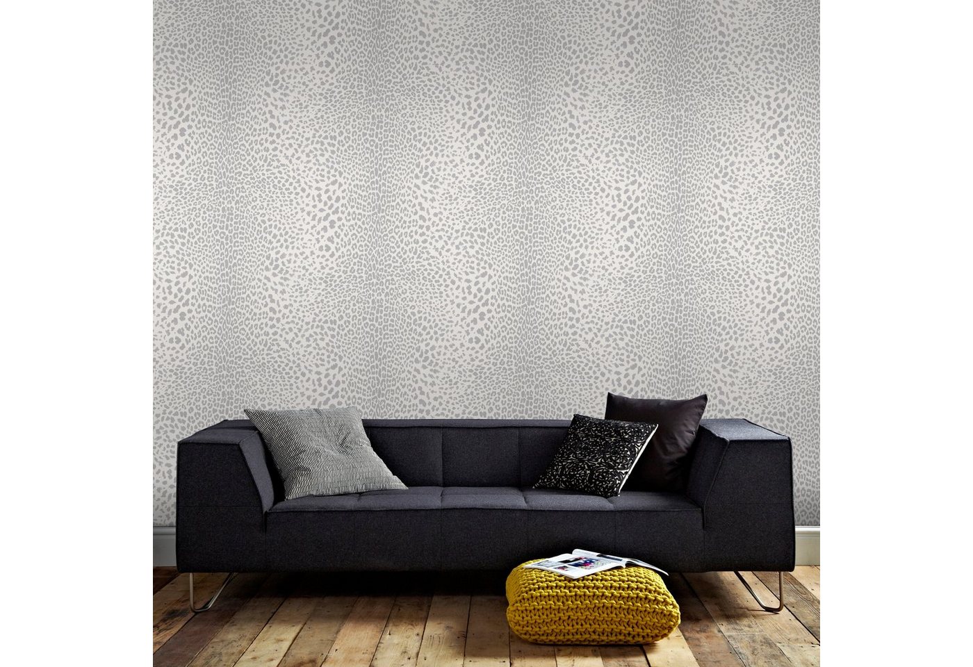 Superfresco Easy Vliestapete Leopard Skin, aufgeschäumt, uni, Luipaard silber 1000x52cm – Bild 2 von 5