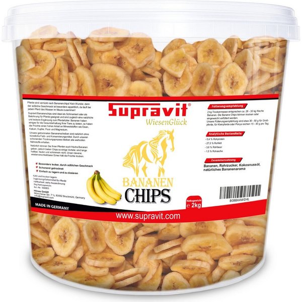 Supravit Bananenchips - Knusprig getrocknete Bananenchips als Pferdeleckerlis Banane, Ergänzungsfutter für: Pferd