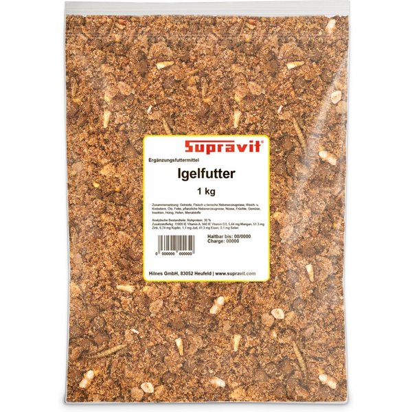 Supravit Igelfutter mit Insekten - Artgerechte, ganzjährige Fütterung für Igel, Hauptfutter für: Nutz-/ Wildtier