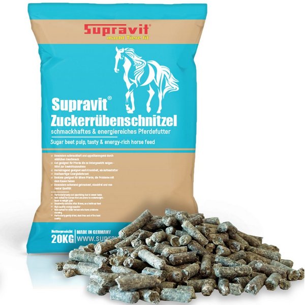 Supravit Rübenschnitzel 20kg - Schmackhaftes & energiereiches Pferdefutter RÜBENSCHNITZEL, Ergänzungsfutter für: Pferd