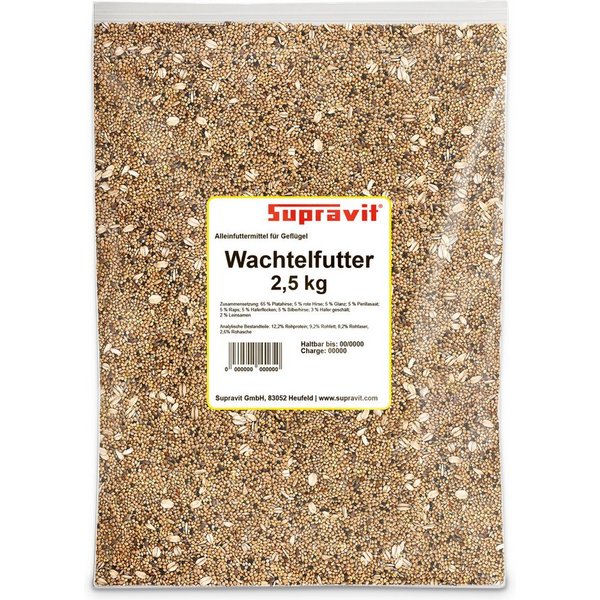 Supravit Wachtelfutter Körnermischung Wachteln, Legewachteln, Hühner, Hauptfutter für: Nutz-/ Wildtier
