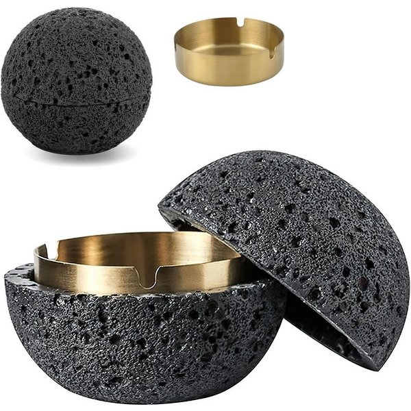 SURFOU Aschenbecher Tischabfalleimer mit Deckel Abfallbehälter Küchen Abfalleimer, Edelstahl Für Draußen Balkon Geruchsdicht Tischdeko
