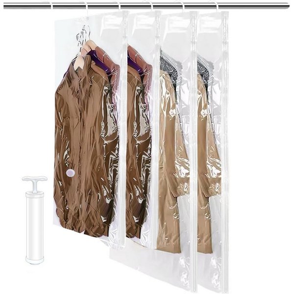 SURFOU Aufbewahrungstasche Hängende Vakuumbeutel Kleidersack Vakuum, (Set, 4 St) Vakuumbeutel für Kleidung, platzsparend im Kleiderschrank