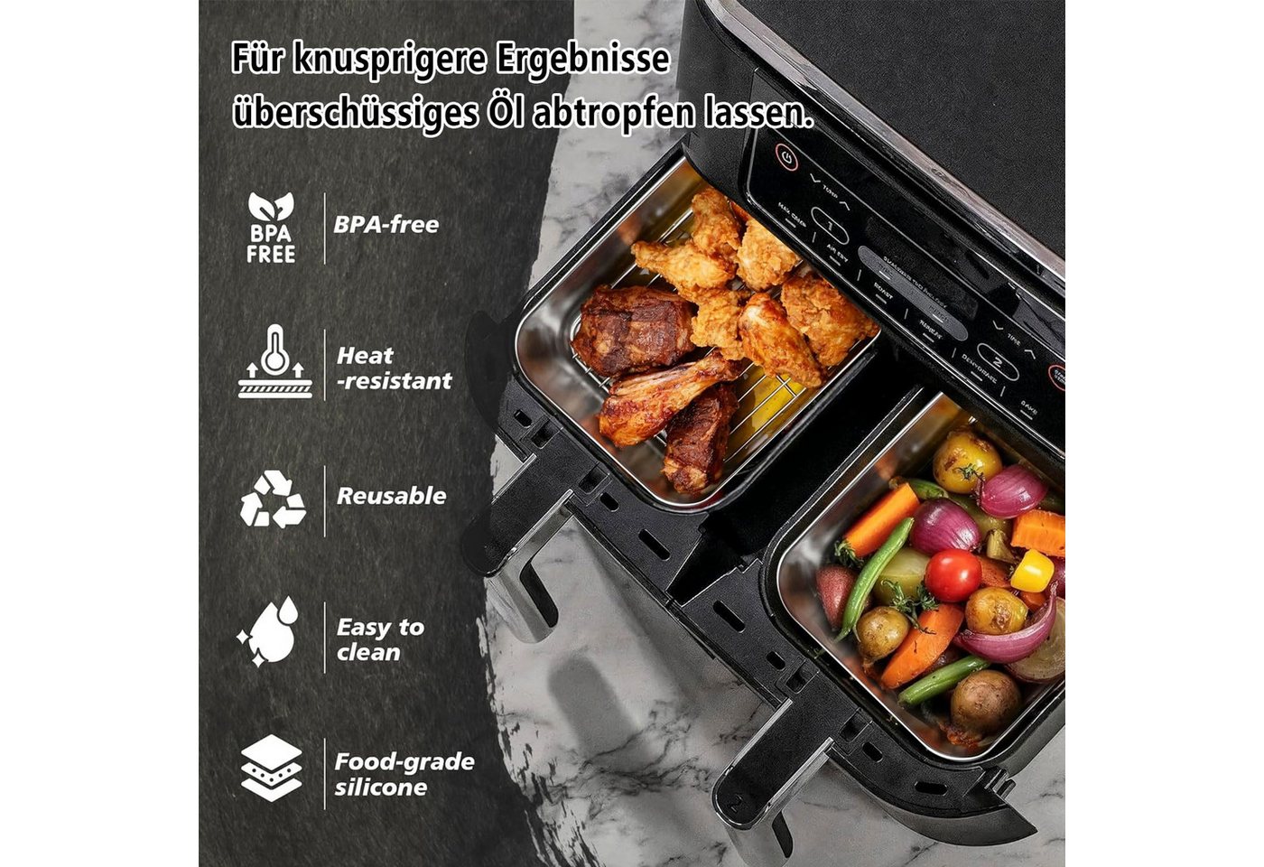 SURFOU Backform für Ninja Heißluftfritteuse, 6-tlg Airfryer Zubehör für Ninja Airfryer, (Zubehör für Ninja Dual Zone & FlexDrawer – 6-tlg. Heißluftfritteuse Zub – Bild 4 von 5