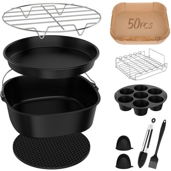 SURFOU Backform Heißluftfritteuse 11-teilig Zubehör Airfryer 304 Edelstahl 5,5L-6,4L, (für Philips Airfryer XXL,Ninja MAX PRO AF180EU Double Stack), Das Rösten 