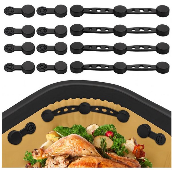 SURFOU Backpapier 12 Stück Heißluftfritteuse Airfryer Magnete für Backpapier, - Silikon Magnete für Airfryer Backpapier Befestigungsschnalle