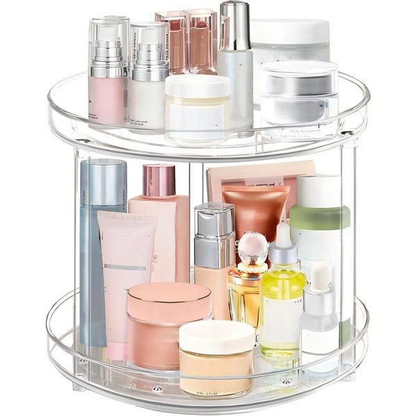 SURFOU Badorganizer Schminktisch Organizer Drehbarer Organizer Make up Parfüm Organizer (2-stöckiger drehbarer Aufbewahrungsbehälter, 360° drehbarer Organizer, 
