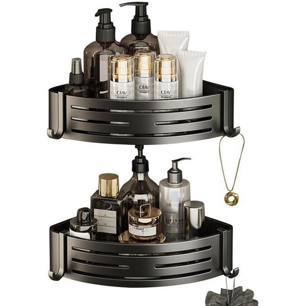 SURFOU Badregal Ecke Duschablage Ohne Bohren 2-Stück Duschregal Badezimmer Organizer, mit 4 Klebeflächen und 4 Haken 2-tlg., Rostfreier Edelstahl, für Bäder Küc