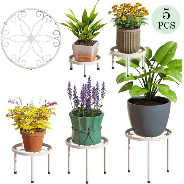 SURFOU Blumenständer 5er-Set Pflanzenständer Blumenhocker Pflanzenregal Blumenregal (aus Metall für Innen Außen Garten Pflanzen Blumentopf Ständer, für Pflanzen