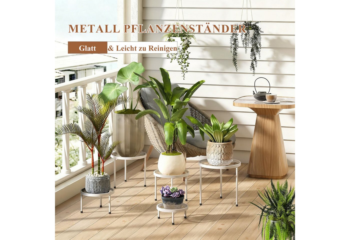 SURFOU Blumenständer 5er-Set Pflanzenständer Blumenhocker Pflanzenregal Blumenregal (aus Metall für Innen Außen Garten Pflanzen Blumentopf Ständer, für Pflanzen – Bild 3 von 5