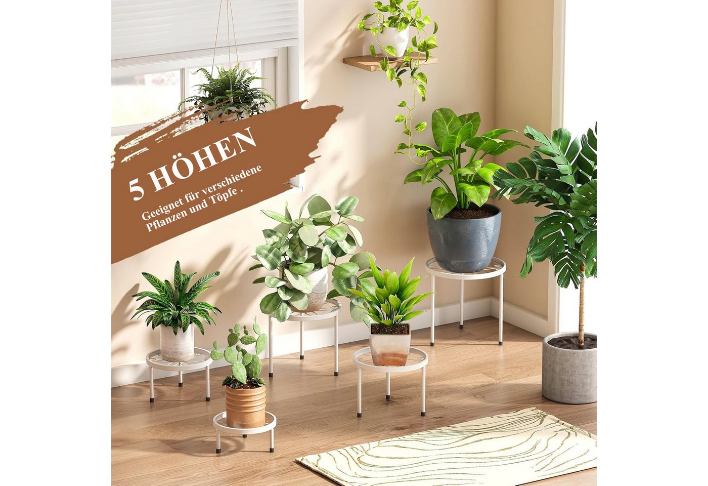 SURFOU Blumenständer 5er-Set Pflanzenständer Blumenhocker Pflanzenregal Blumenregal (aus Metall für Innen Außen Garten Pflanzen Blumentopf Ständer, für Pflanzen – Bild 5 von 5