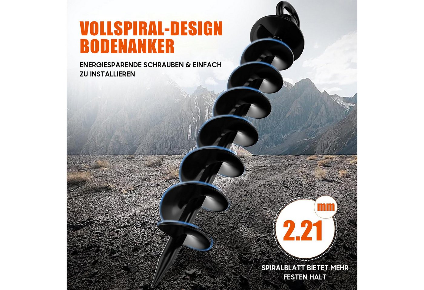 SURFOU Bodenanker Bodenanker Erdanker 4 Set Trampolin und Zelte Befestigung, für Outdoorbereich, Zelte, Vordächer, Spiral Bodenanker, Eindrehen – Bild 2 von 5