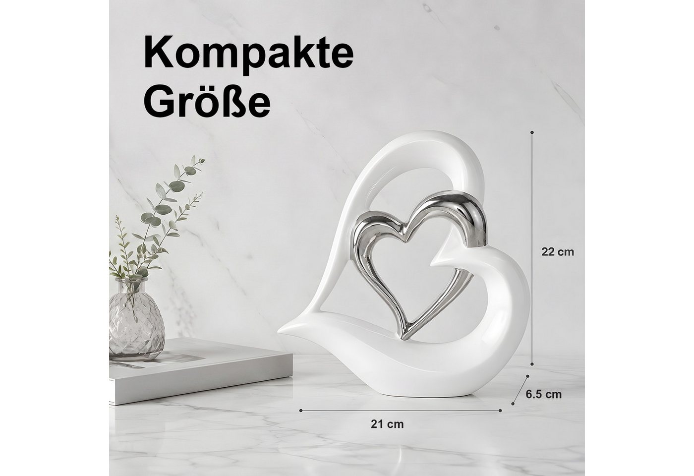 SURFOU Dekofigur Doppelherz-Ornament,Doppelherz-Keramik-Statue,Heimdekoration (kreative Heimdekoration,Geschenk,Büro,Wohnzimmer,Dekoration), Souvenir,geeignet a – Bild 2 von 5