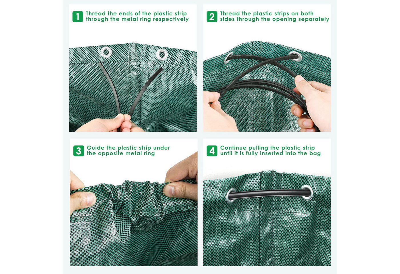 SURFOU Gartensack Gartenabfallsack 272L–selbststehender Laubsäcke mit 4 Griffen 3er-Set, für Gartenabfälle und Grünschnitt, 272 l, (Wiederverwendbarer Groß Gart – Bild 4 von 5