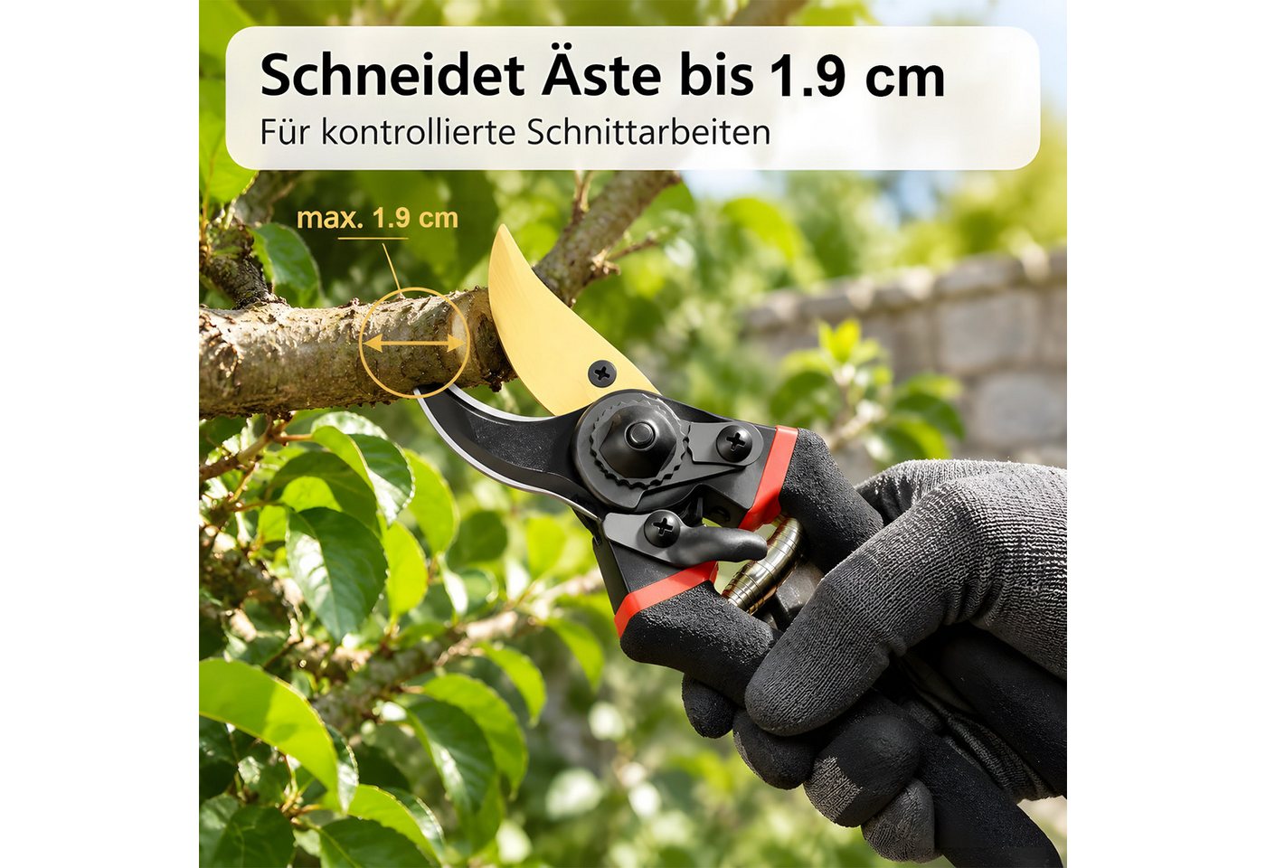 SURFOU Gartenschere 2 Stück Baumschere Astschere Bypass-Schnitt für frisches Holz, (für frische Äste und Zweige Antihaftbeschichtet), Hochwertige Stahl-Klingen – Bild 4 von 5
