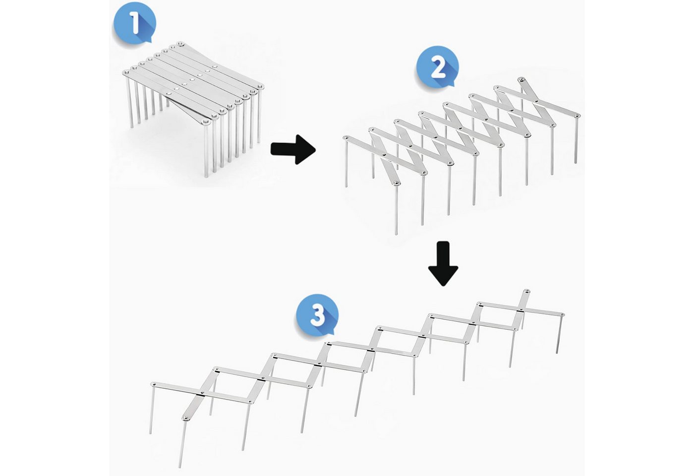 SURFOU Geschirrständer 2er-Set Deckelhalter & Rippchenständer aus Edelstahl – ausziehbar, Zubehör für Verstellbare Topfdeckelhalter & Tellerhalter– ausziehbar b – Bild 3 von 5