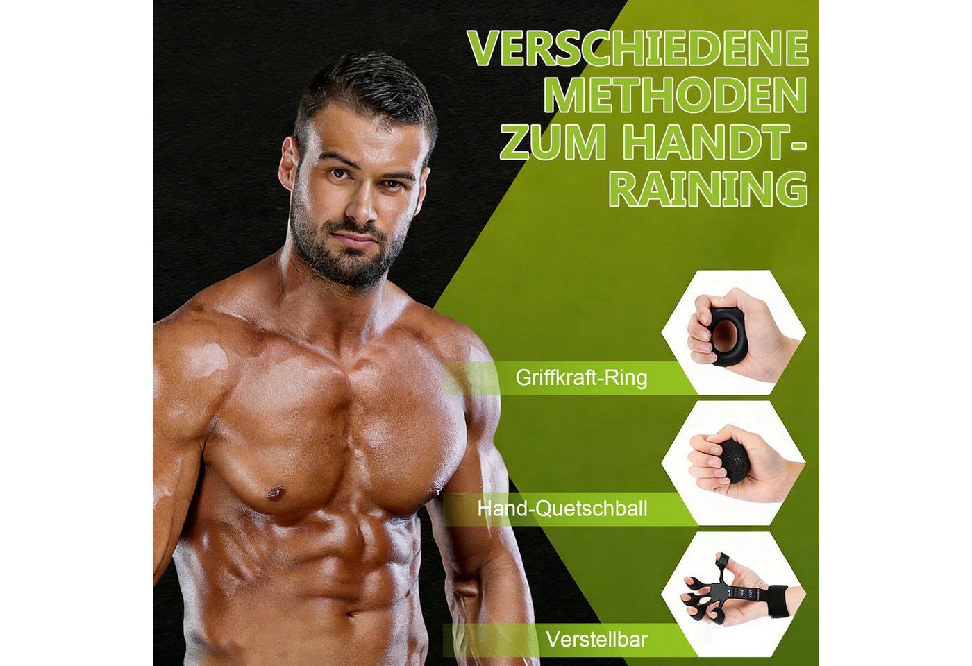 SURFOU Handmuskeltrainer Handtrainer Trainingsset(5er-Pack), Fingertrainer Griffkraft Trainer (Trainingsring & Stressabbau-Griffball mit Tragetasche), 2 Einstel – Bild 3 von 5