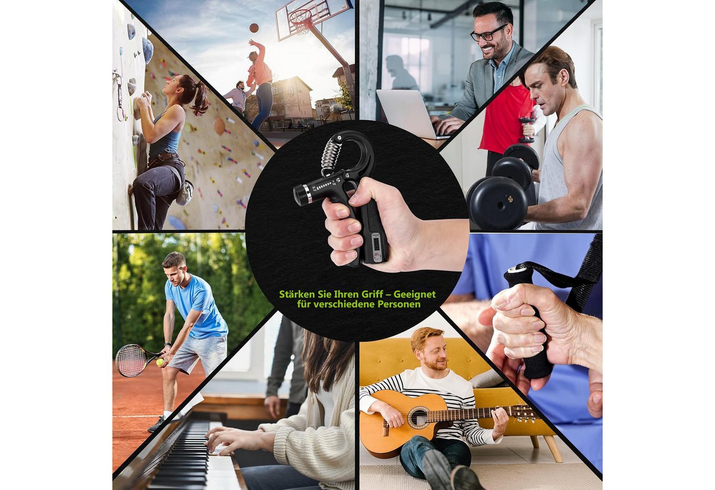 SURFOU Handmuskeltrainer Handtrainer Trainingsset(5er-Pack), Fingertrainer Griffkraft Trainer (Trainingsring & Stressabbau-Griffball mit Tragetasche), 2 Einstel – Bild 4 von 5