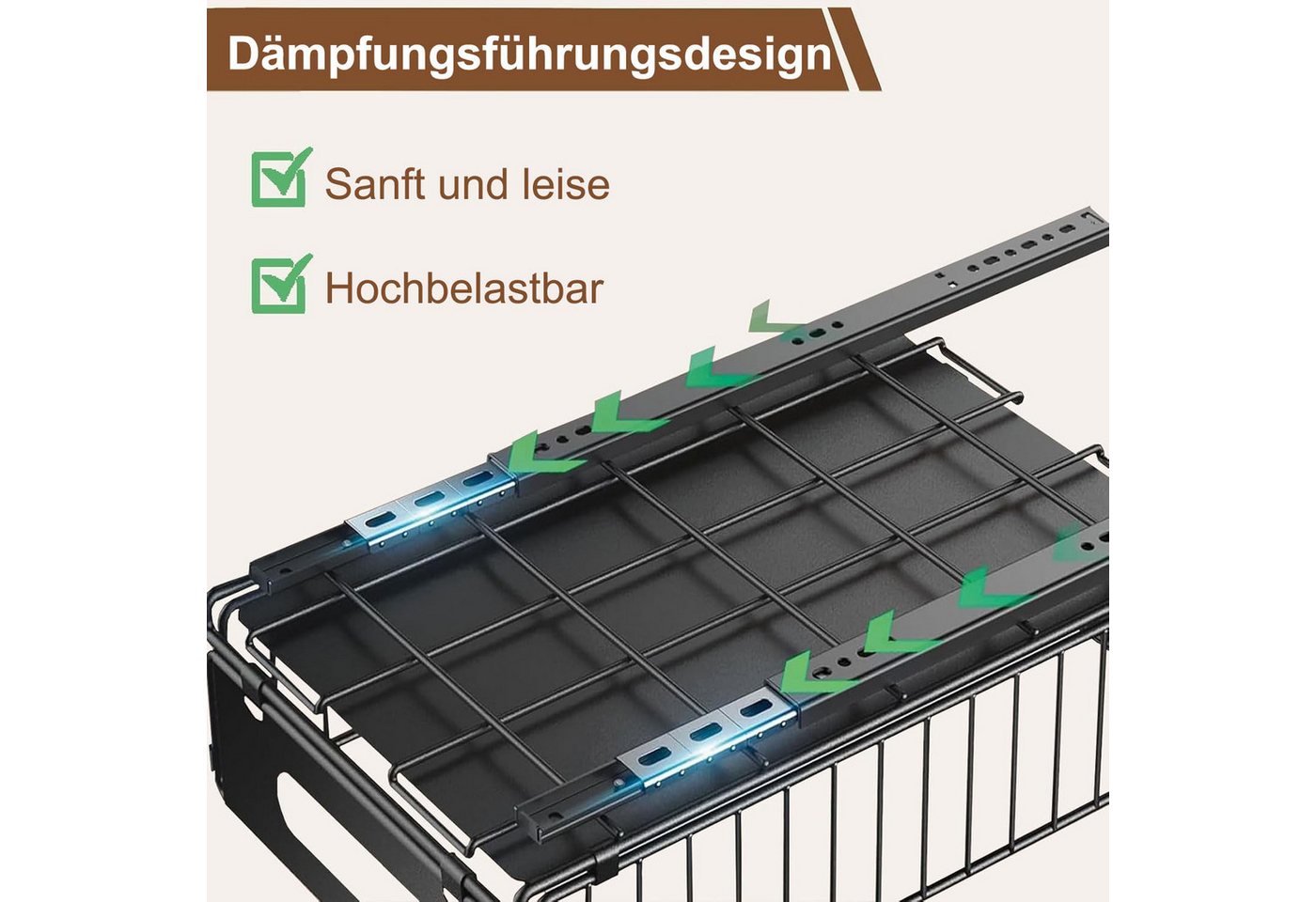 SURFOU Küchenorganizer-Set 2 Stück Teleskopschublade Erweiterbar Ausziehbare für Küchenschränke, (Kein Bohren und Nageln), Schubladen-Aufbewahrungsregale Schubl – Bild 2 von 5