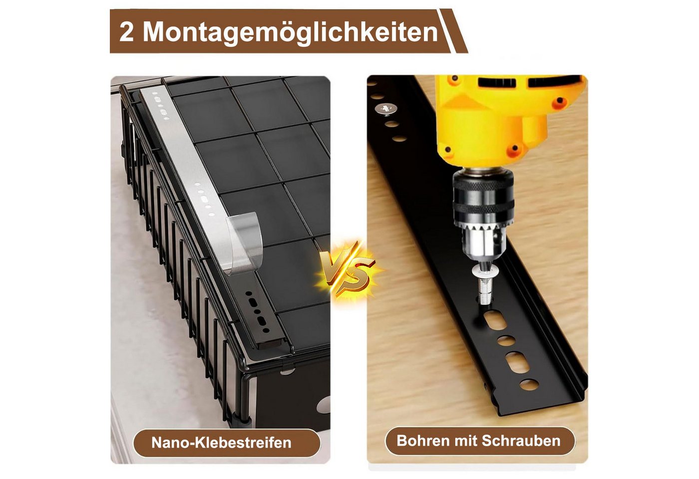 SURFOU Küchenorganizer-Set 2 Stück Teleskopschublade Erweiterbar Ausziehbare für Küchenschränke, (Kein Bohren und Nageln), Schubladen-Aufbewahrungsregale Schubl – Bild 5 von 5