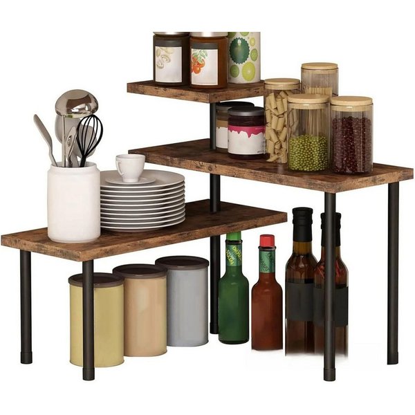 SURFOU Küchenregal Küchen Organizer Küchenregal Eckregal mit 3 Etagen Küchenschrank, Gewürzregal verstellbare Ausrichtung freistehend platzsparend, für Küche Ba
