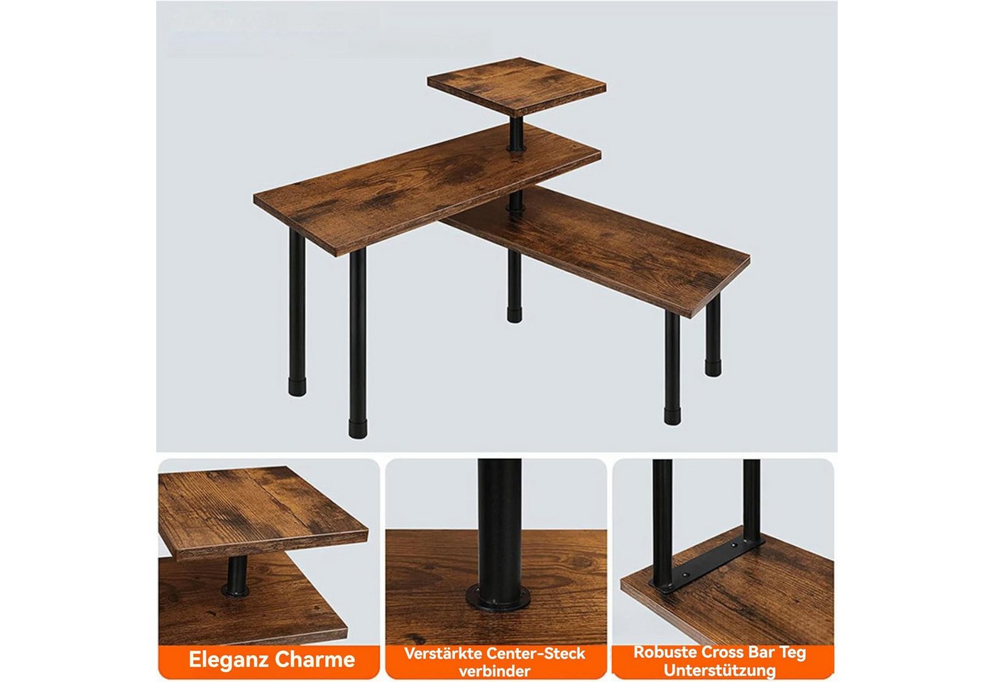 SURFOU Küchenregal Küchen Organizer Küchenregal Eckregal mit 3 Etagen Küchenschrank, Gewürzregal verstellbare Ausrichtung freistehend platzsparend, für Küche Ba – Bild 5 von 5