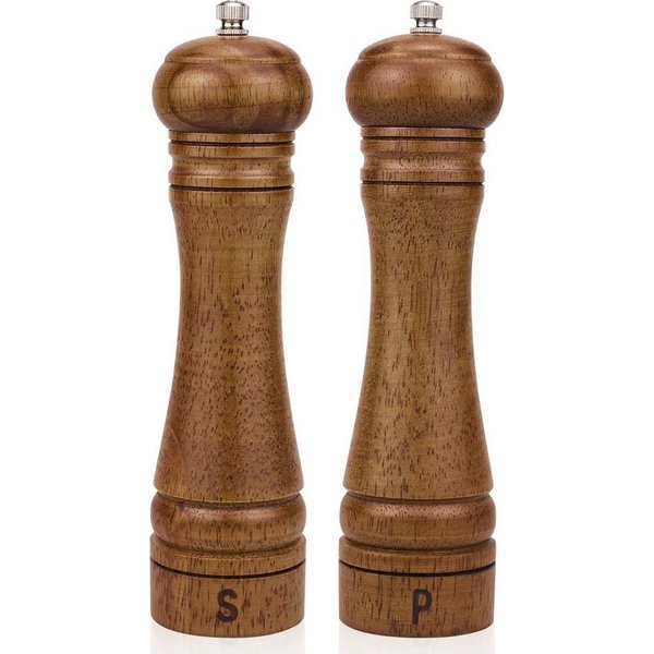 SURFOU Salzmühle Salz-/Pfeffermühle - 2er Set, Gewürzmühlen, Streuer, Mühlenset Holz manuell, (2 Stück), Fassungsvermögen 3 oz, Nachfüllbar, mit S/P-Beschriftun