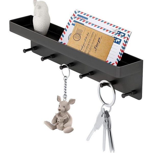 SURFOU Schlüsselbrett Schlüsselbrett mit Ablage, Schlüsselboard Schlüsselhalter ohne Bohren, (Edelstahl Selbstklebend Schlusselhanger Schlüssel Aufbewahrung Sch