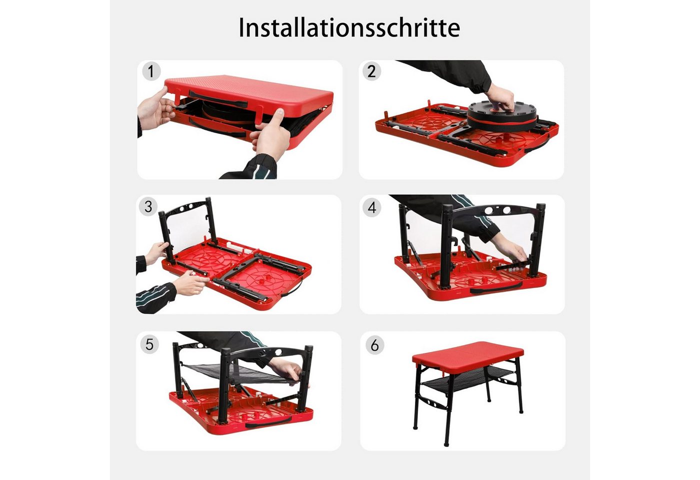 SURFOU Tabletttisch Klapptisch Balkontisch Klapphocker Tapeziertisch Gartentisch Klappbar, Gartentisch Klappbar Camping Stuhl Kleiner Tisch Klappbar Balkontisch – Bild 4 von 5