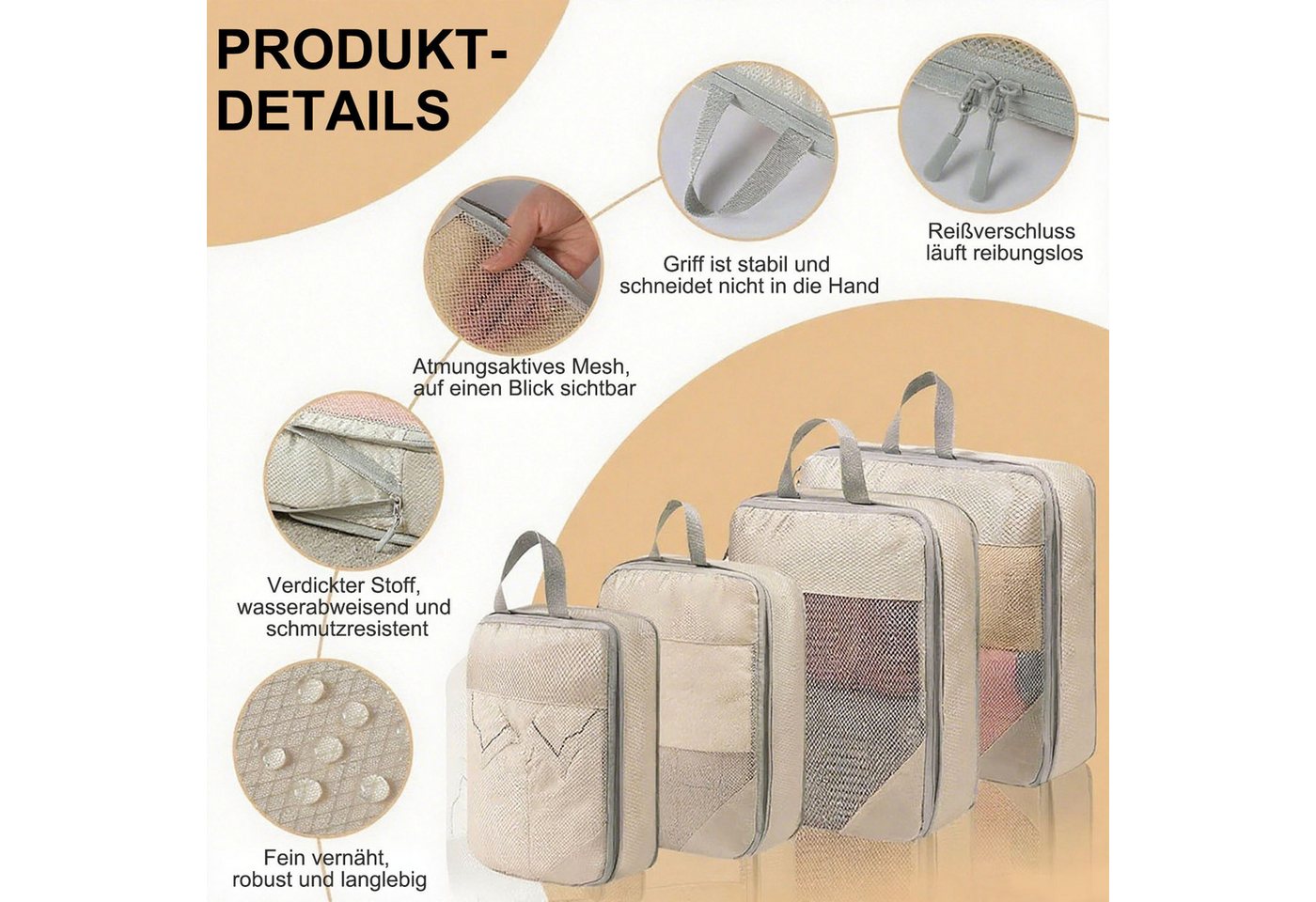 SURFOU Unterbettkommode 8-teilig Koffer Organizer Set Komprimierbaren Packwürfeln (Packing Cubes, Kleidertaschen für Urlaub und Reisen Packtaschen für Koffer),  – Bild 3 von 5