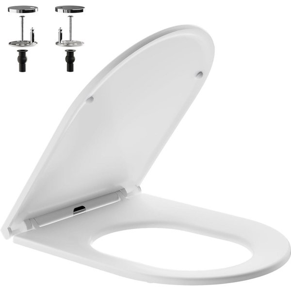 SURFOU WC-Sitz Toilettensitz D-Form mit Softclose, Quick Release, stabil & leise