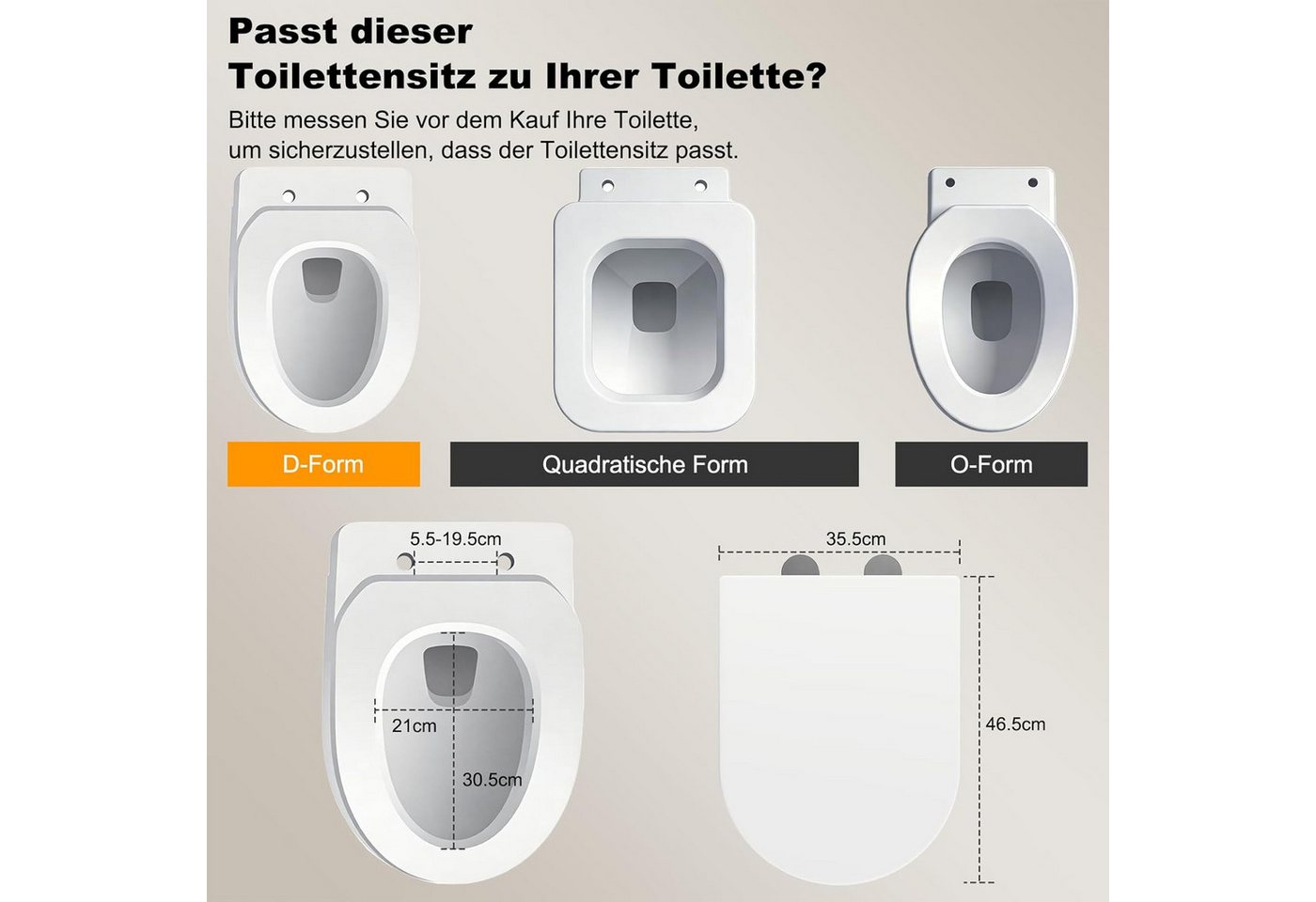 SURFOU WC-Sitz Toilettensitz D-Form mit Softclose, Quick Release, stabil & leise – Bild 3 von 5