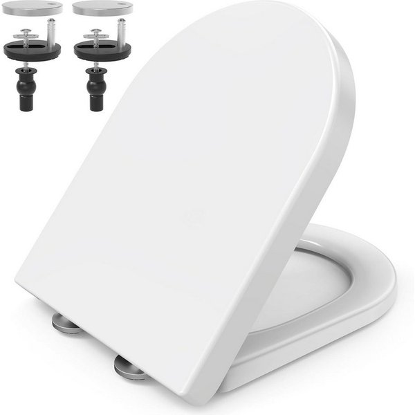 SURFOU WC-Sitz WC Sitz D-Form mit Absenkautomatik Quick Release Weiß