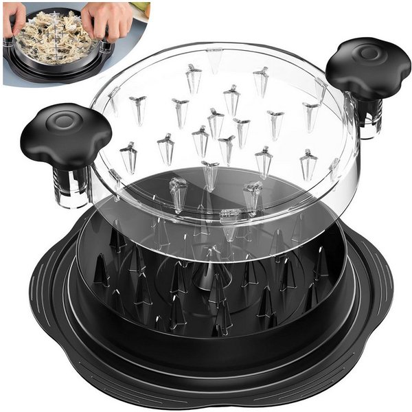 SURFOU Zwiebelhacker Hähnchen 25CM Chicken Shredder Hühnerbrust Schredder Werkzeug, Twist mit Bürste und Gabeln Fleischzerkleinerer Hähnchenzerkleinerer