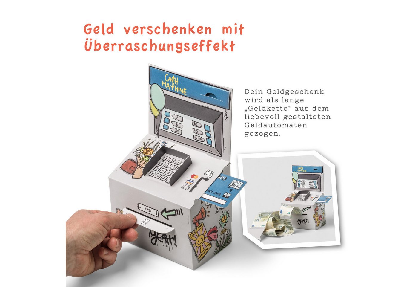 SURPRISA Geschenkbox Geld-O-Mat Geldgeschenk Verpackung – Kreatives DIY Geldautomat, für Geldgeschenke zum Geburtstag, Hochzeit & besondere Anlässe – Bild 2 von 5