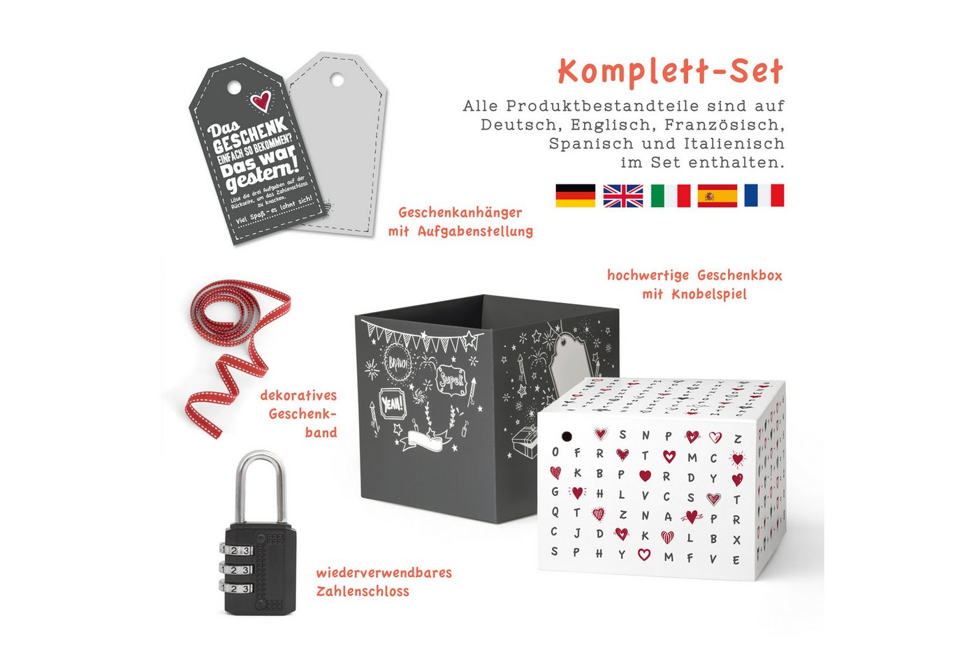 SURPRISA Geschenkbox Geschenkbox mit Samt und Glanz, Rätselbox für Geschenke und Gutscheine, zum Valentinstag, Jahrestag, Hochzeitstag – Bild 2 von 5