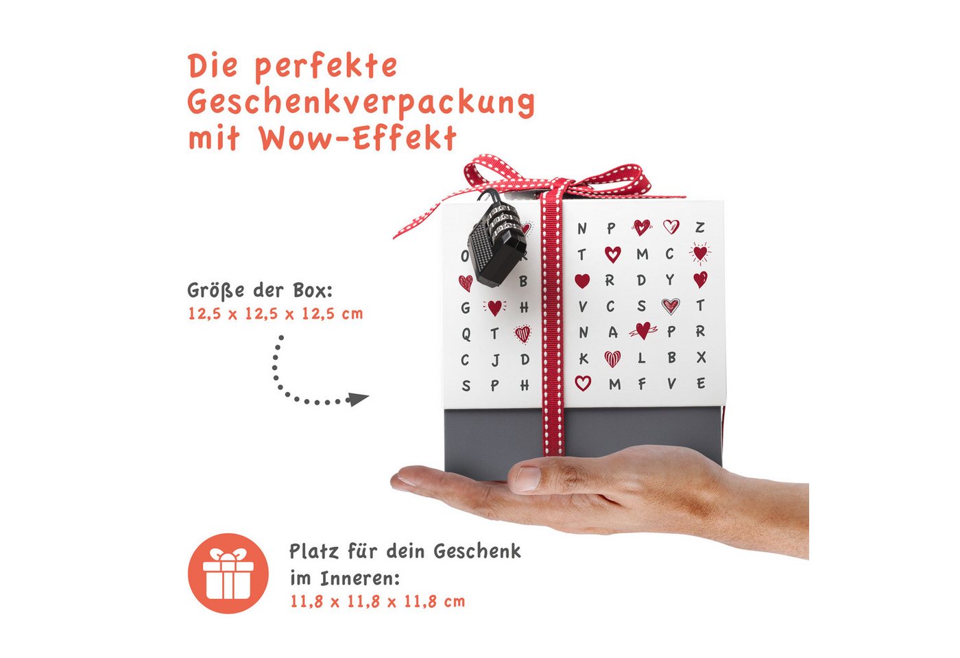 SURPRISA Geschenkbox Geschenkbox mit Samt und Glanz, Rätselbox für Geschenke und Gutscheine, zum Valentinstag, Jahrestag, Hochzeitstag – Bild 3 von 5