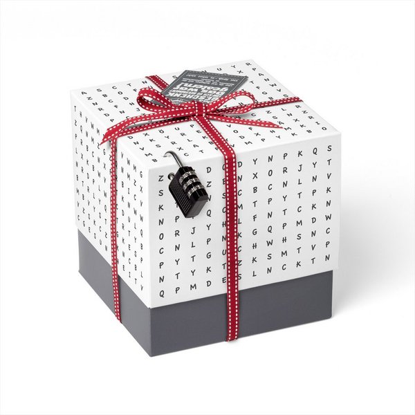 SURPRISA Geschenkbox Rätzel Geschenkbox, Geldgeschenk Verpackung & Gutschein Geschenk Box (inkl. 3-stelligem Zahlenschloss), Geschenkkarton Buchstaben-Rätsel, 1