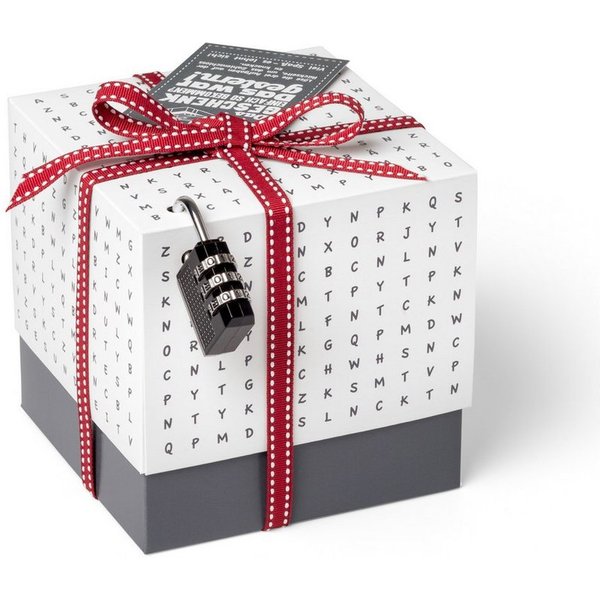 SURPRISA Geschenkbox Rätzel Geschenkbox, Geldgeschenk Verpackung & Gutschein Geschenk Box (inkl. 3-stelligem Zahlenschloss), Geschenkkarton Buchstaben-Rätsel, 1