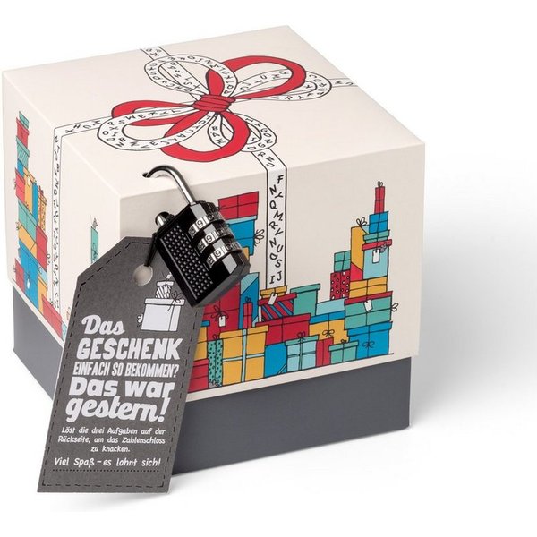 SURPRISA Geschenkbox Rätzel Geschenkbox, Geldgeschenk Verpackung & Gutschein Geschenk Box (inkl. 3-stelligem Zahlenschloss), Geschenkkarton Geschenkrätsel, 12,5
