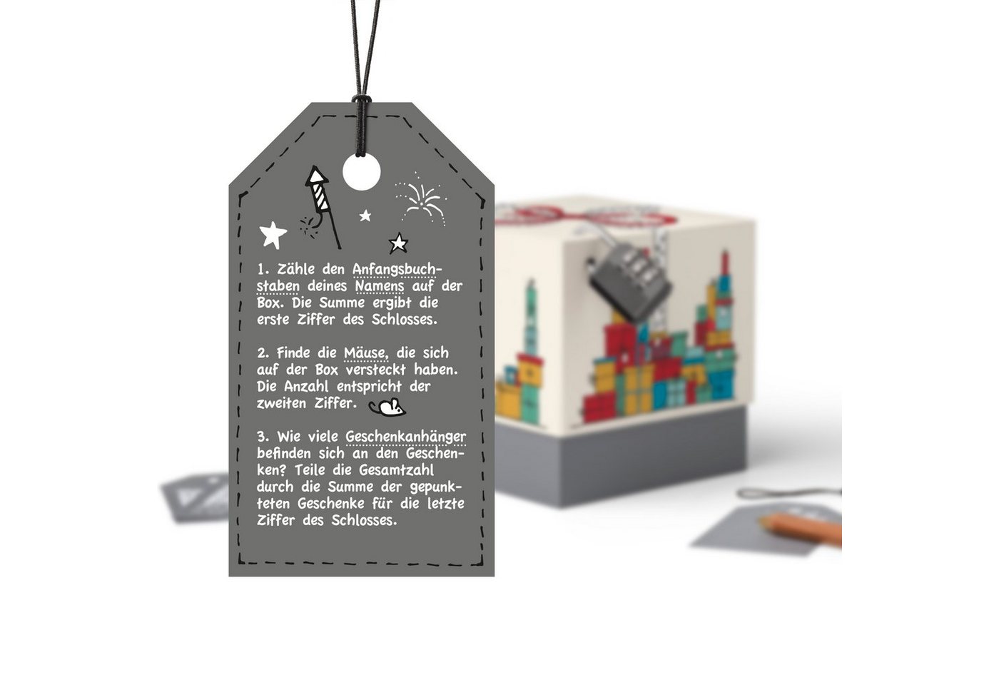 SURPRISA Geschenkbox Rätzel Geschenkbox, Geldgeschenk Verpackung & Gutschein Geschenk Box (inkl. 3-stelligem Zahlenschloss), Geschenkkarton Geschenkrätsel, 12,5 – Bild 5 von 5