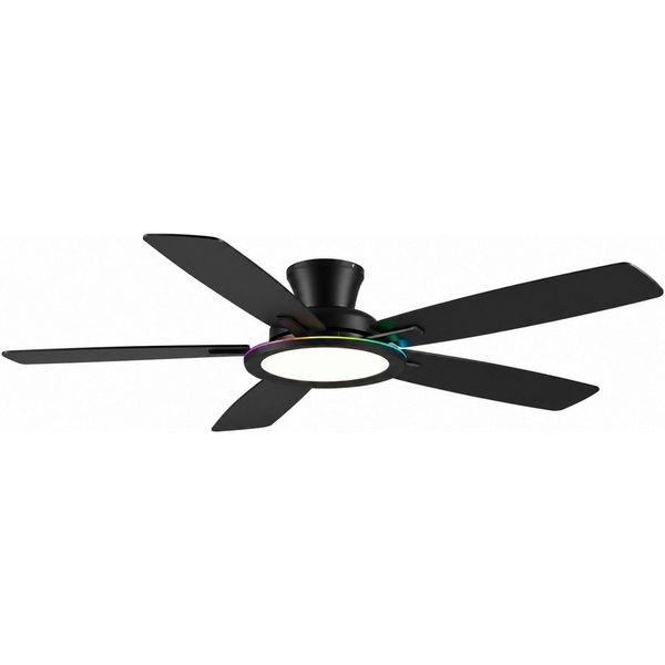 Surtime Deckenventilator mit RGB-Beleuchtung, leiser Kompaktventilator, 5 Flügel, leiser Motor, ⌀ 132 cm, 6 Geschwindigkeiten, inkl. Fernbedienung
