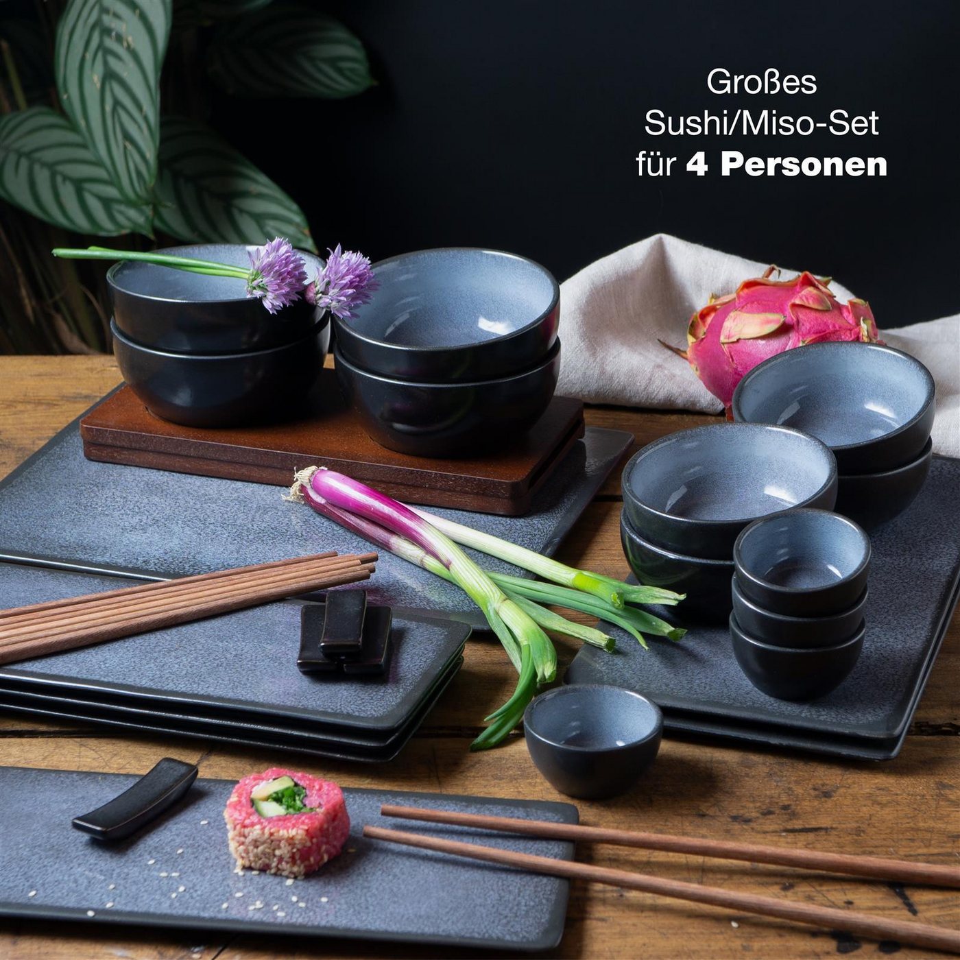 Moritz & Moritz Sushiteller Moritz & Moritz VIDA 29tlg Sushi Set Blau, (29 St), für 4 Personen - 29 Teile – Bild 2 von 5